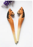 Stylos en bois style animaux sculptés à la main