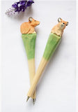 Stylos en bois style animaux sculptés à la main