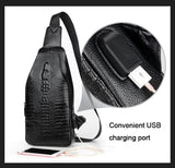 Sacs En Cuir  motif crocodile avec USB recharge cellulaire