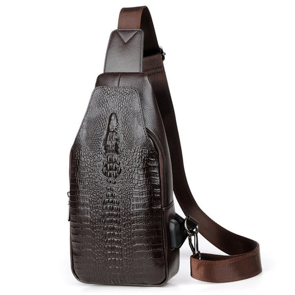 Sacs En Cuir  motif crocodile avec USB recharge cellulaire