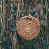 sac tissé à la main de paille de rotin  forme ronde pour l'île de Bali